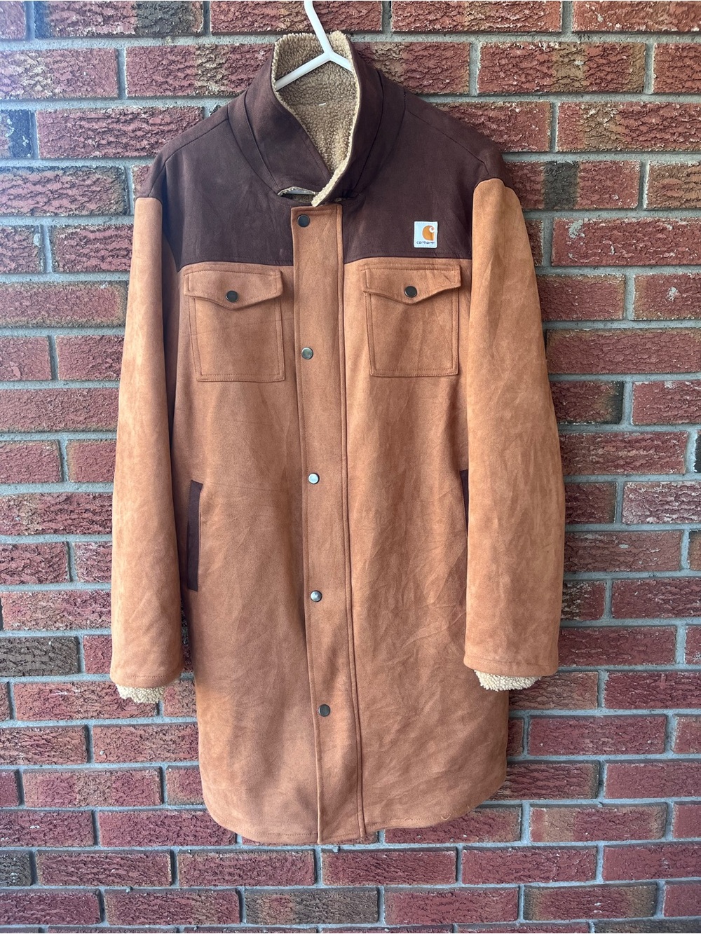 Carhartt women’s Brown Two-Tone Sherpa-Lined Coat Sz XL
